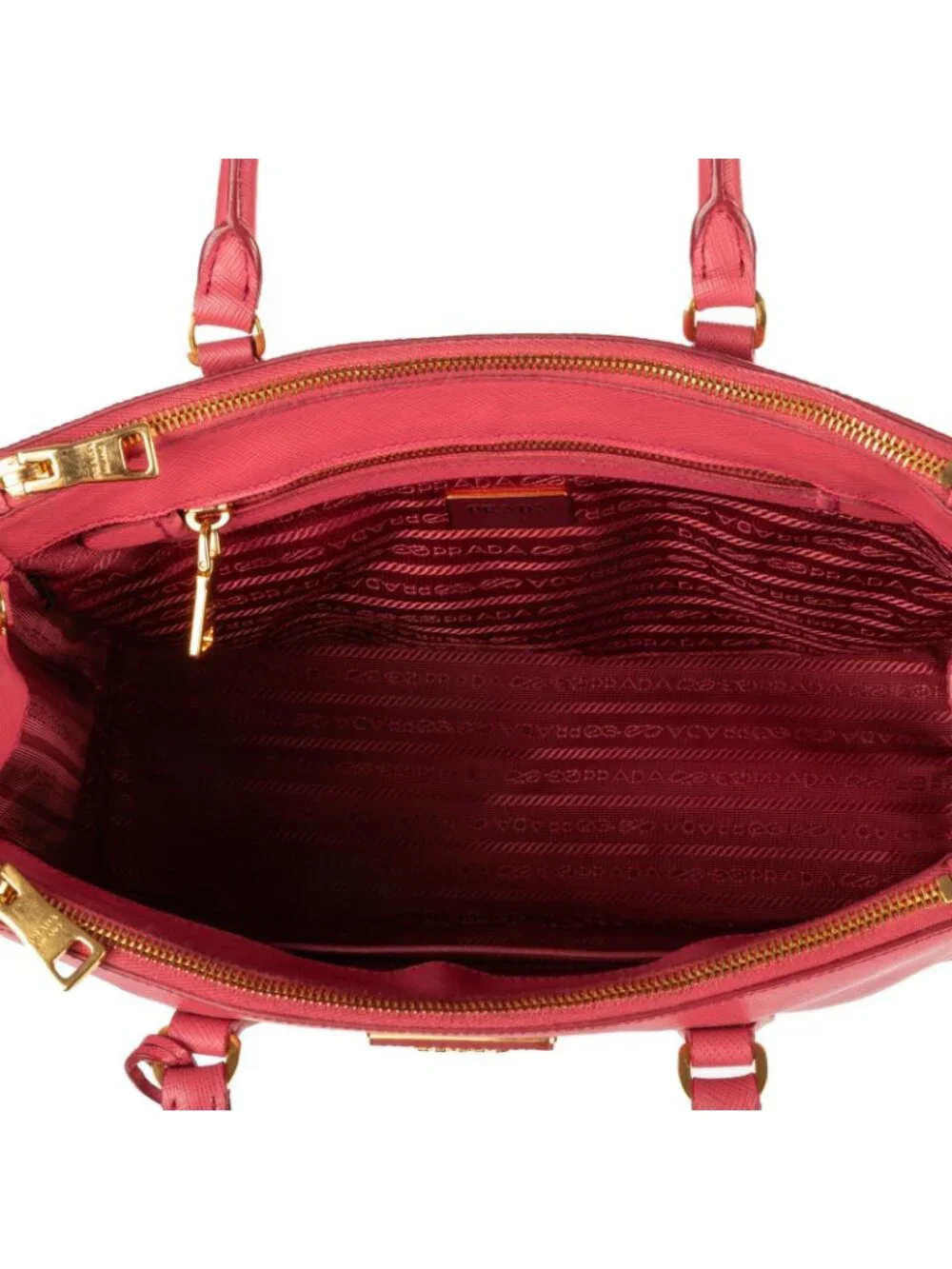 Prada Large Double Zip Galleria Tote Bag Pink Saffiano Leather